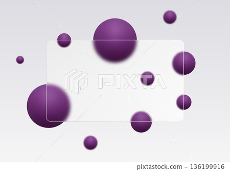 Rectangular transparent panel with blur effect and many dark purple spheres. Eps 10 Rectangular transparent panel with blur effect and many dark purple spheres. Eps 10 136199916
