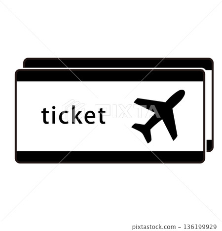 飛機登機證圖標，單色，一對，共 2 張。 136199929