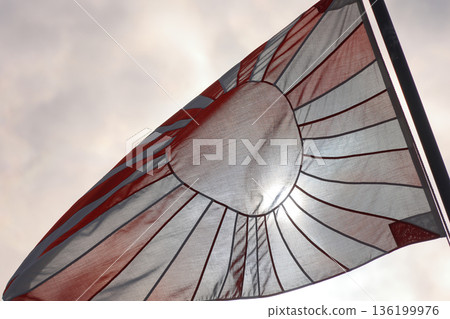 Self-Defense Force flag, Rising Sun flag and sunlight Self-Defense Force flag, Rising Sun flag and sunlight 136199976