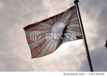 Self-Defense Force flag, Rising Sun flag and sunlight Self-Defense Force flag, Rising Sun flag and sunlight 136199980