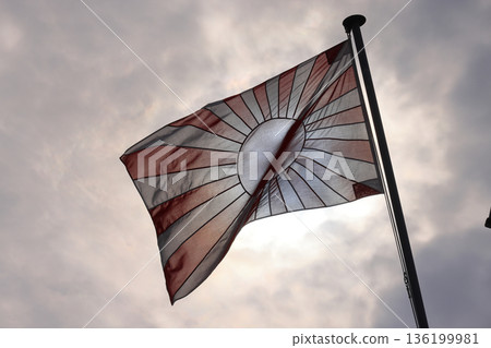 Self-Defense Force flag, Rising Sun flag and sunlight Self-Defense Force flag, Rising Sun flag and sunlight 136199981