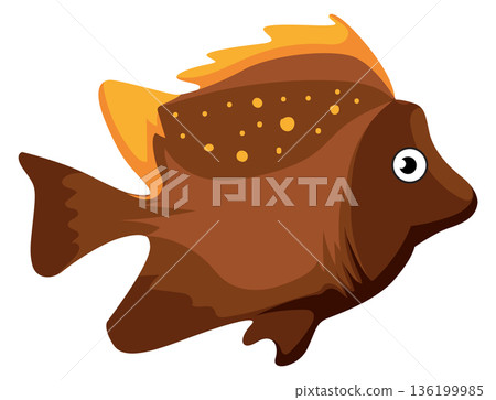 A cartoon fish with orange spots on its body 136199985