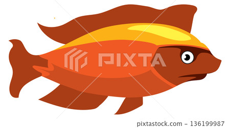 A cartoon fish with a yellow stripe on its head A cartoon fish with a yellow stripe on its head 136199987
