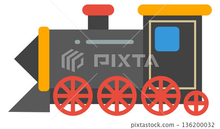 A cartoon train with red wheels and a black engine A cartoon train with red wheels and a black engine 136200032