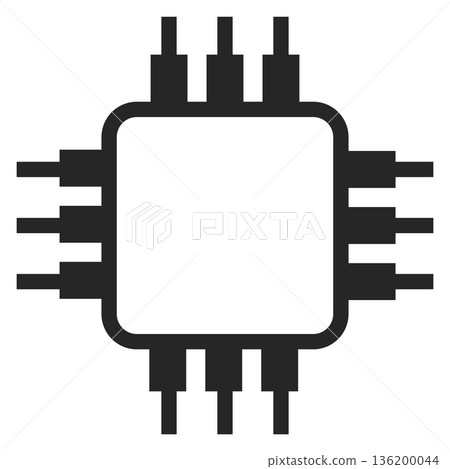 A black and white image of a computer chip 136200044
