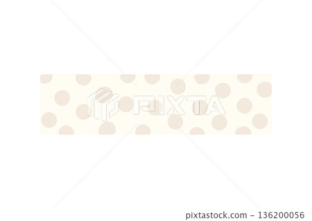 Vector illustration of cute beige hand-drawn masking tape with a dot pattern 136200056