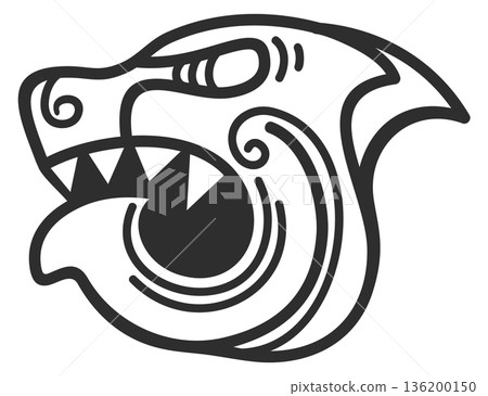 A black and white drawing of a shark with its mouth open A black and white drawing of a shark with its mouth open 136200150