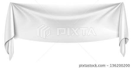 A white banner with a white cloth draped over it A white banner with a white cloth draped over it 136200200