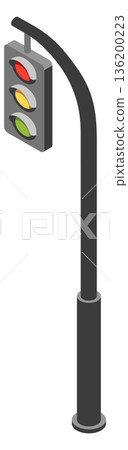 A traffic light is shown in a black and white image 136200223