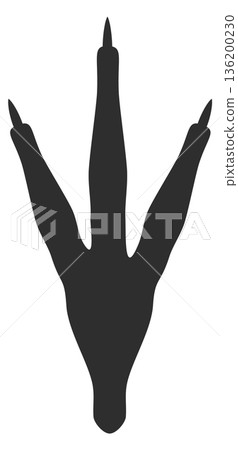 A black and white drawing of a bird s foot with three toes A black and white drawing of a bird s foot with three toes 136200230