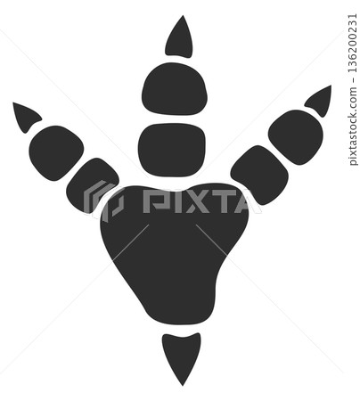 A black and white drawing of a bird s foot with three toes A black and white drawing of a bird s foot with three toes 136200231