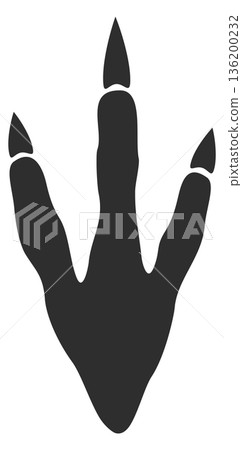 A black and white drawing of a bird s foot with three claws A black and white drawing of a bird s foot with three claws 136200232