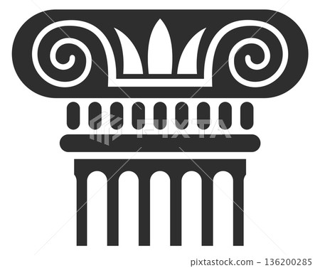 A black and white image of a column with a white flower on top 136200285