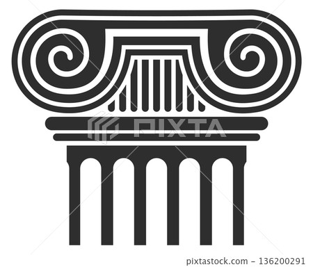 A black and white image of a column with a spiral design 136200291