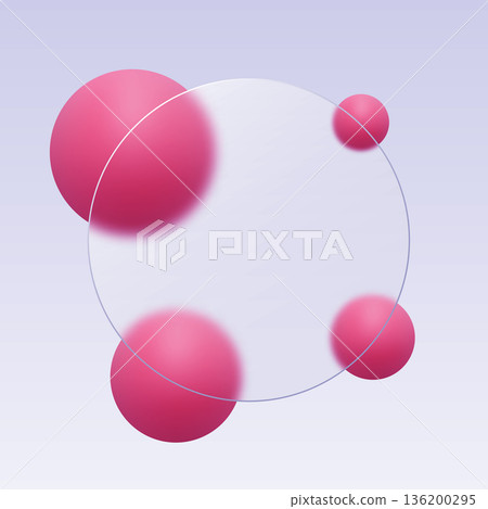 Round glass panel with a blur effect and bright pink spheres around it. Eps 10 Round glass panel with a blur effect and bright pink spheres around it. Eps 10 136200295