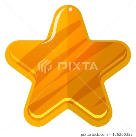 A yellow star with a shiny surface 136200322