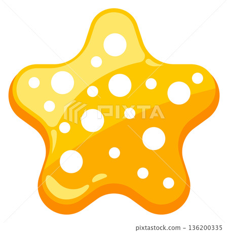 A yellow star with white dots on it A yellow star with white dots on it 136200335