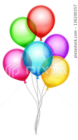A bunch of colorful balloons are tied together 136200357