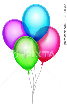 A bunch of colorful balloons are tied together 136200364