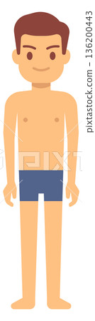 A cartoon man is standing with his arms crossed and a frown on his face 136200443