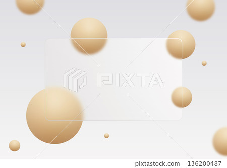 Modern minimalist design with a frosted glass effect and flying golden spheres. Eps 10 Modern minimalist design with a frosted glass effect and flying golden spheres. Eps 10 136200487
