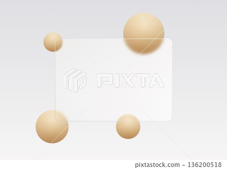 Clean composition with a frosted glass rectangle and volumetric beige spheres around it. Eps 10 Clean composition with a frosted glass rectangle and volumetric beige spheres around it. Eps 10 136200518