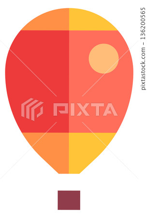 A red and yellow balloon with a sun on it A red and yellow balloon with a sun on it 136200565