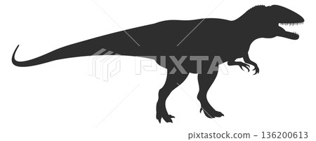 A large dinosaur is shown in black and white A large dinosaur is shown in black and white 136200613