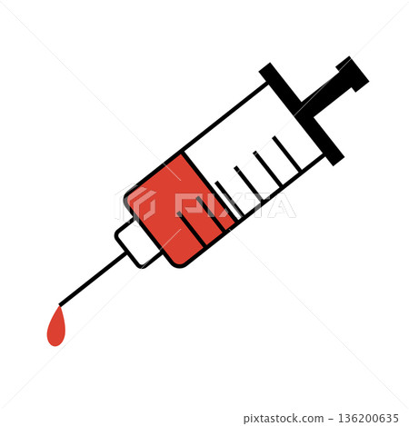 注射器和血液圖標 136200635