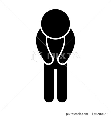 Bowing person silhouette icon Bowing person silhouette icon 136200638