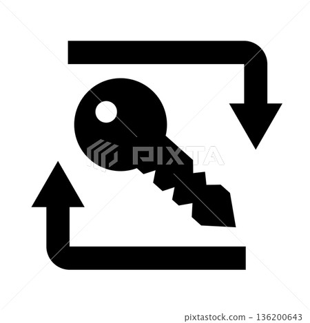 Key exchange silhouette icon Key exchange silhouette icon 136200643