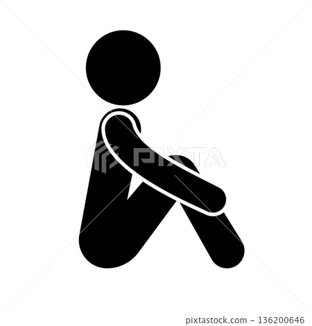 Sitting triangle silhouette icon 136200646