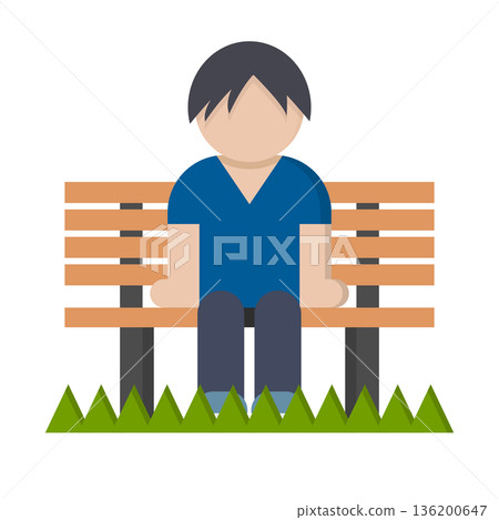 一個坐在長椅上的人的圖標 一個坐在長椅上的人的圖標 136200647