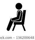 Pictogram silhouette of a person sitting on a chair 136200648