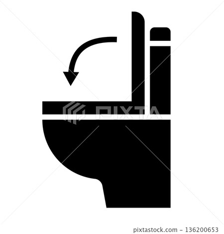 Closing the toilet lid silhouette icon Closing the toilet lid silhouette icon 136200653