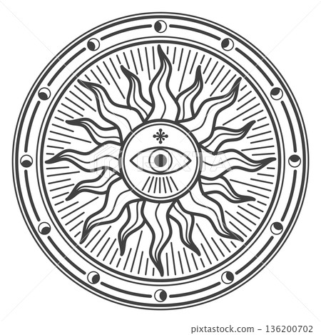 A sun with an eye in the center of it 136200702