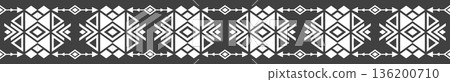 A black and white patterned design with white squares and triangles 136200710