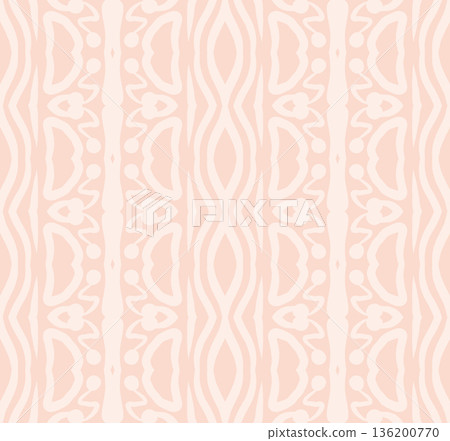 Soft Peach Abstract Wavy Seamless Pattern with Organic Retro Swirls Background 136200770