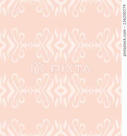 Soft Peach Abstract Wavy Seamless Pattern with Organic Retro Swirls Background 136200774