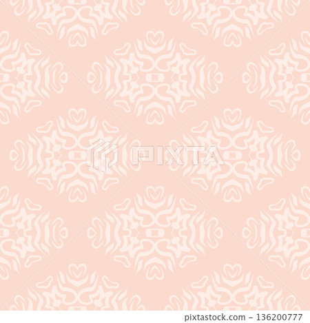 Soft Peach Abstract Wavy Seamless Pattern with Organic Retro Swirls Background 136200777
