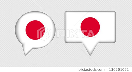 Flag of Japan in speech bubble. 136201031