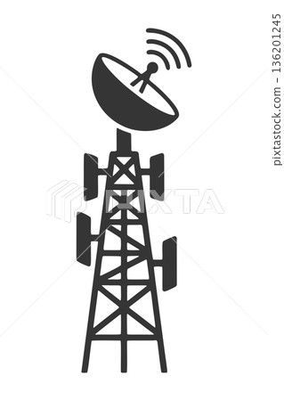 Communication tower silhouette icon with antenna 136201245