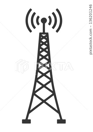 簡單的無線電塔輪廓圖標 136201246