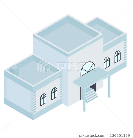 Classic Western-style building, art museum, library exterior isometric illustration 136201339