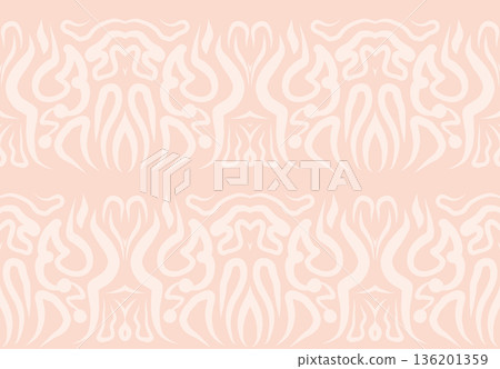 Soft Peach Abstract Wavy Seamless Pattern with Organic Retro Swirls Background Soft Peach Abstract Wavy Seamless Pattern with Organic Retro Swirls Background 136201359