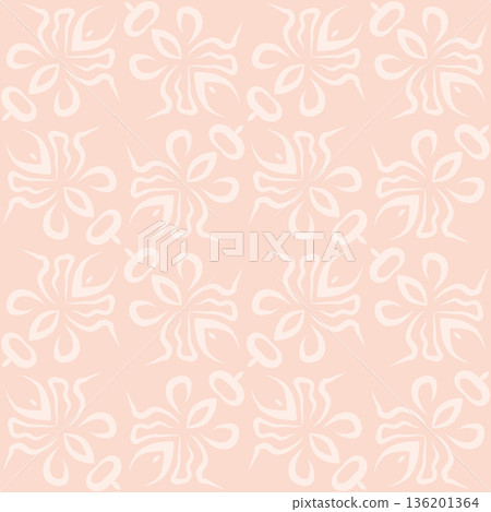 Soft Peach Abstract Wavy Seamless Pattern with Organic Retro Swirls Background 136201364