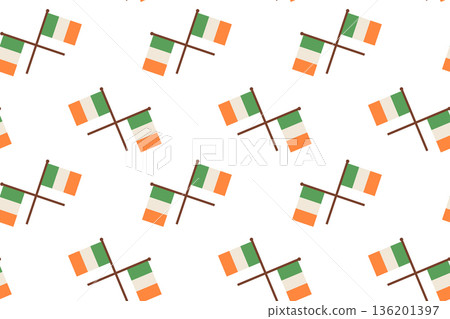 Seamless festive pattern with Irish flags. Simple flat illustration. 136201397