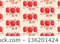 Chinese Lantern Festival pattern background with lanterns and plum blossom meihua 136201424