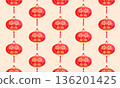 Chinese Lantern Festival pattern background with lanterns 136201425