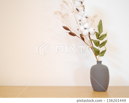White background, dried flowers 136201449